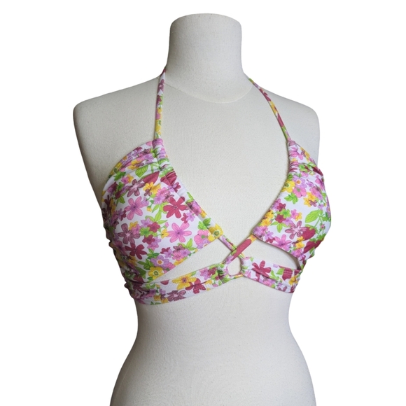 NWT Cutout Halter Crossover Bikini With Strawberry / Floral Print Size Small - Picture 6 of 9